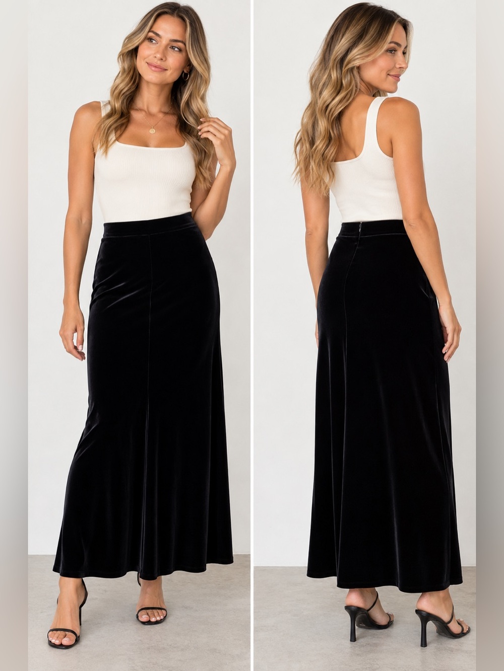 Vince Camuto Black Velvet Maxi Skirt Size 1X NWT Elegant Evening Holiday
